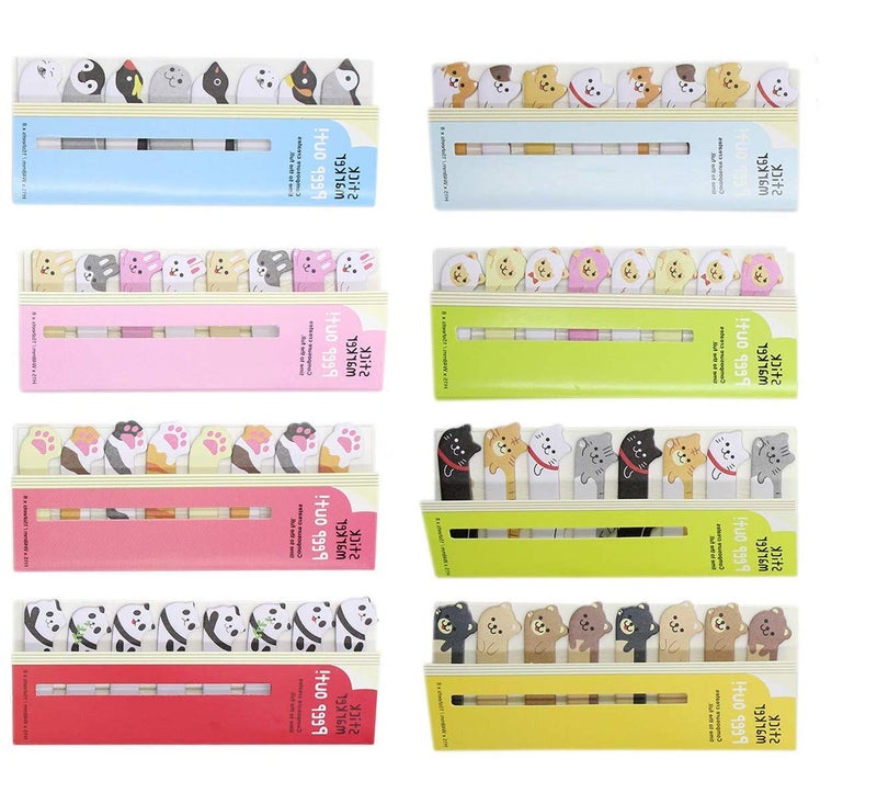 FMELAH Cute Animals DIY Sticker Bookmarks Memo Pad Sticky Notepaper Sticky Notes Page Flags Self-Stick Tab Bookmark Marker Pad Cartoon Office School Supplies - Image 1